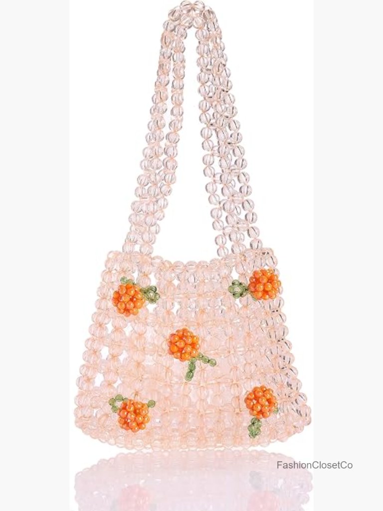 Acrylic Beaded Floral Hobo Shoulder Bag Evening Party Purse